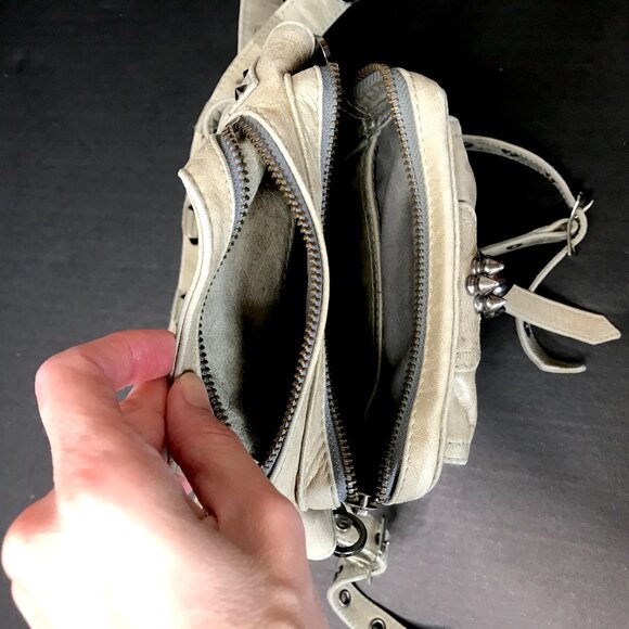 Jungle Tribe Belt Bag Gray Leather Studded Utility Crossbody Handbag Fanny Pack - Picture 9 of 17